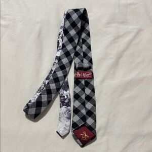 Original Penguin Black and White Plaid Tie